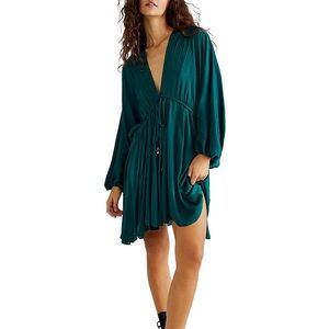 Free People Arzel Mini Dress Dark Green NWT